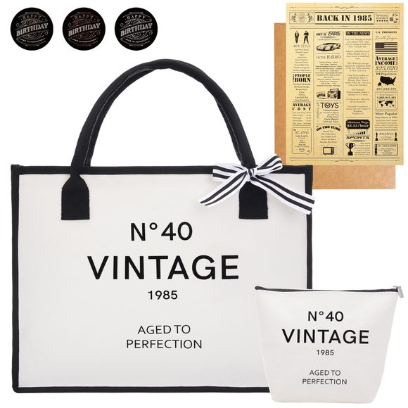 40Th Birthday Gifts Canvas Tote Bag Vintage 1985 Beach Bag ^_^ - Picture 1 of 7